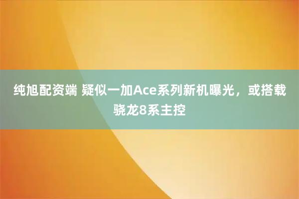 纯旭配资端 疑似一加Ace系列新机曝光，或搭载骁龙8系主控
